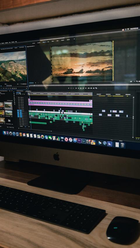 Video editing timeline on computer screen